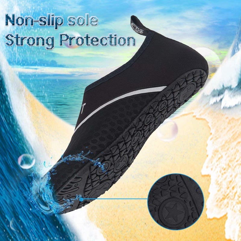 YALOX Water Shoes Women's Men's Outdoor Beach Swimming Aqua Socks Quick-Dry Barefoot Shoes Surfing Yoga Pool Exercise(D/XB-Black-38/39EU) - Image 3
